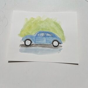 Watercolor painting of 1960’s VW BEETLE